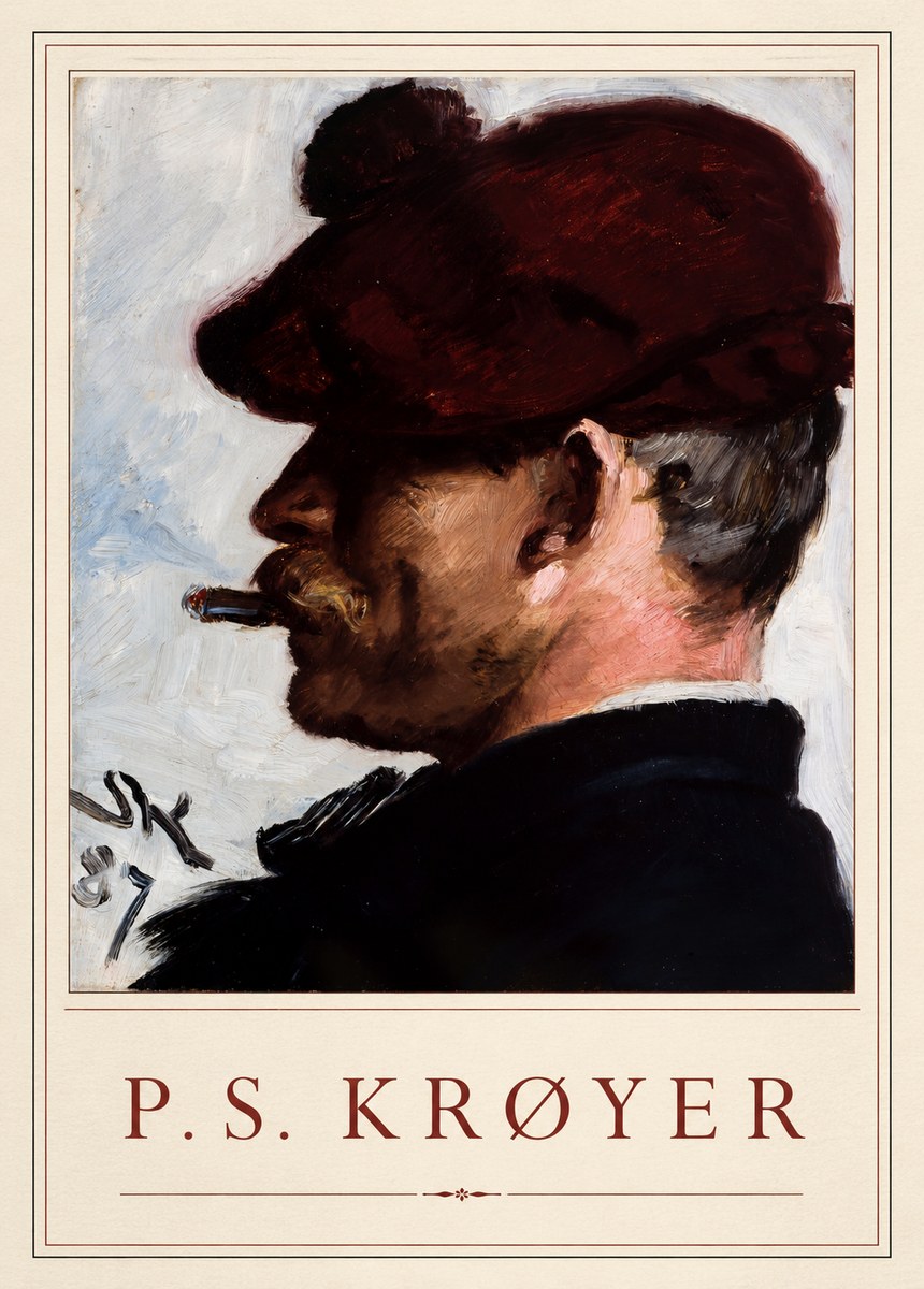 P.S. Krøyer Self-portrait with Cigar II No1 - Affiche