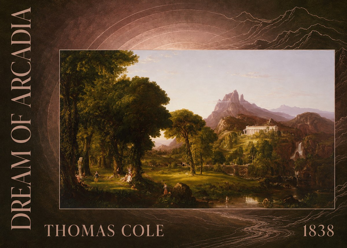 Thomas Cole The Dream of Arcadia No5 - Affiche