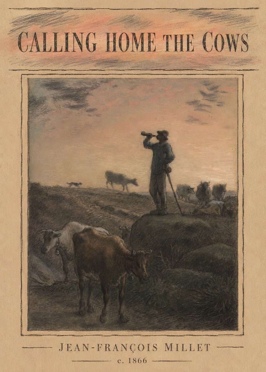Jean-François Millet Calling Home the Cows No4 - Affiche