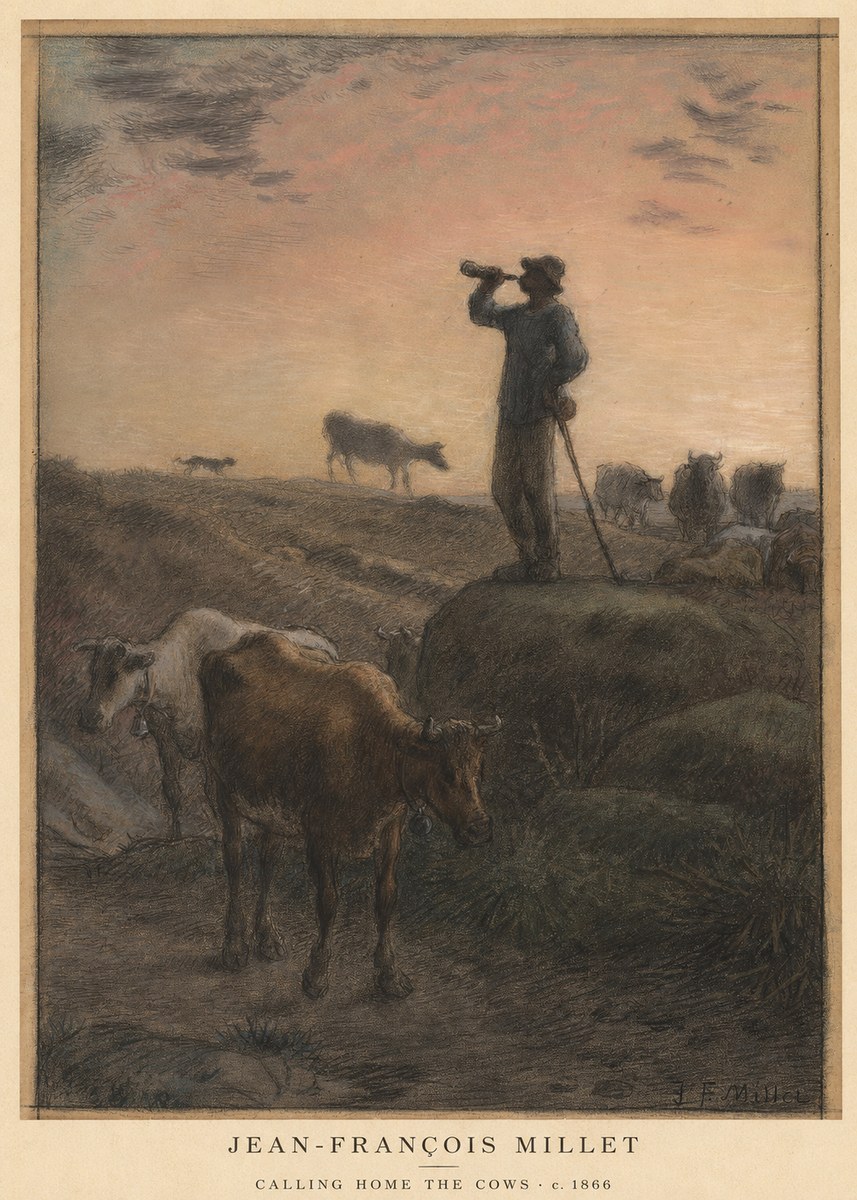 Jean-François Millet Calling Home the Cows No5 - Affiche