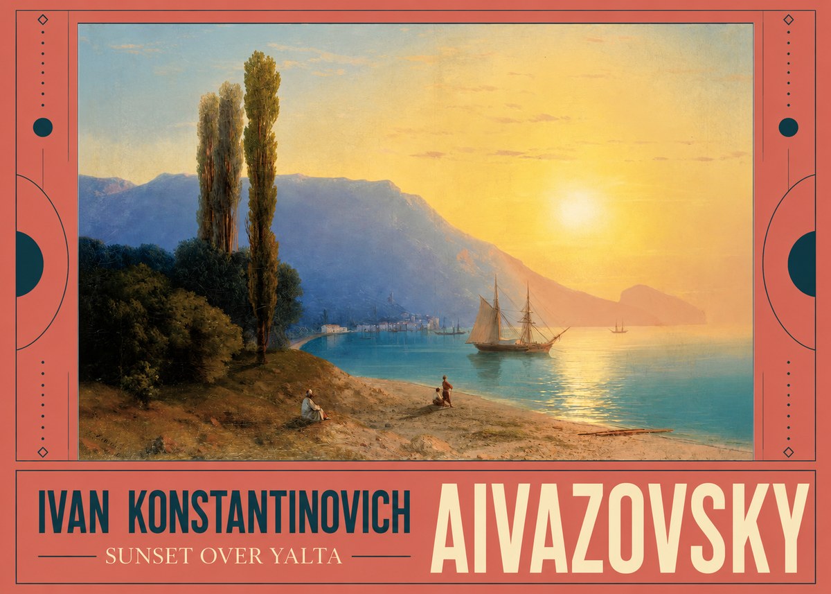 Ivan Konstantinovich Aivazovsky Sunset over Yalta No3 - Affiche