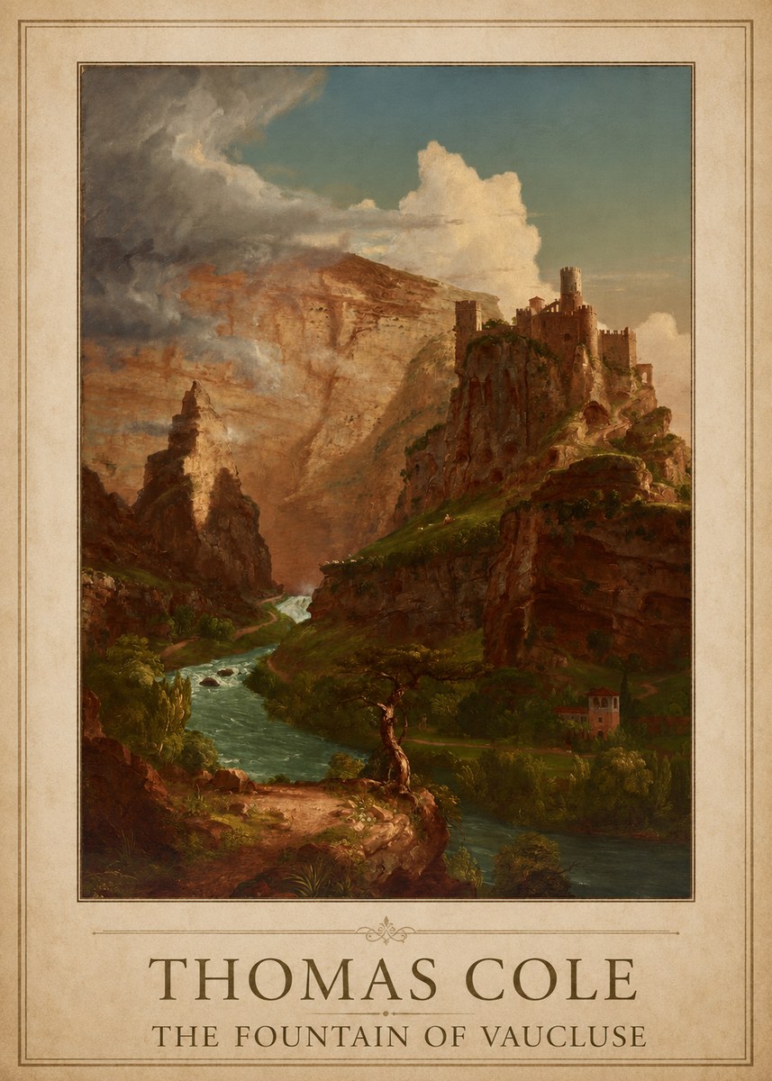 Thomas Cole The Fountain of Vaucluse II No1 - Affiche