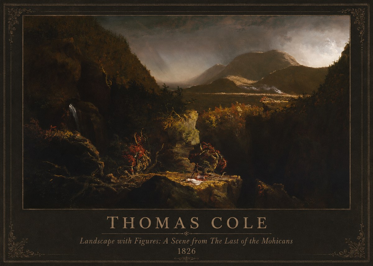 Thomas Cole Landscape with Figures: a Scene from the Last of the Mohicans No1 - Affiche