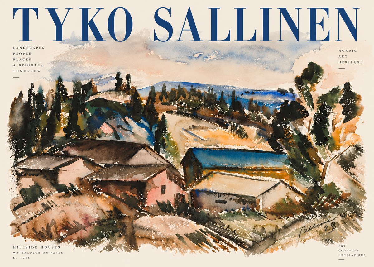 Tyko Sallinen Hillside Houses No5 - Affiche