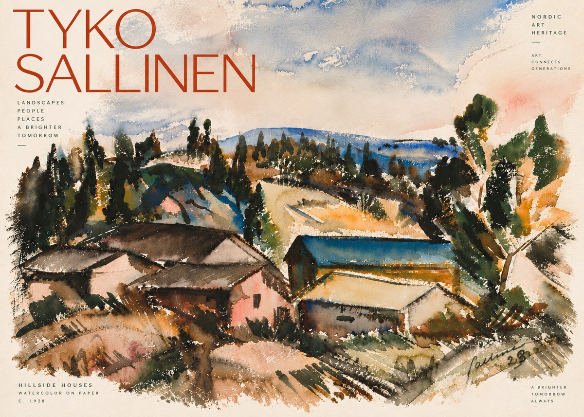 Tyko Sallinen Hillside Houses No6 - Affiche