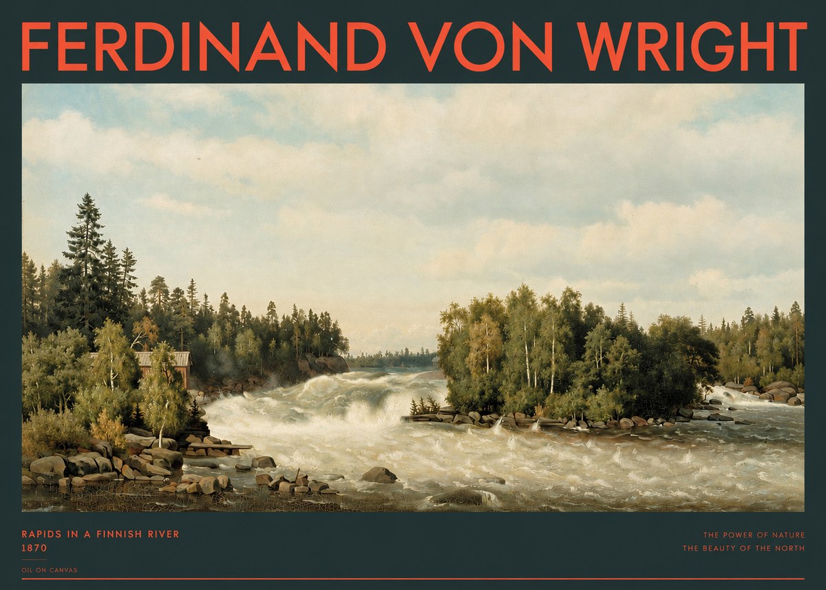 Ferdinand von Wright Rapids in a Finnish River No2 - Affiche