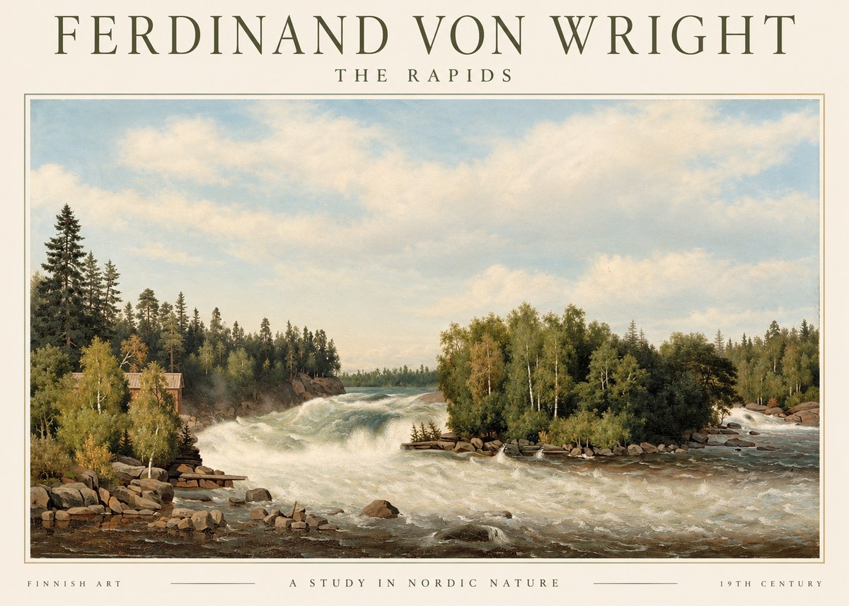 Ferdinand von Wright Rapids in a Finnish River No3 - Affiche
