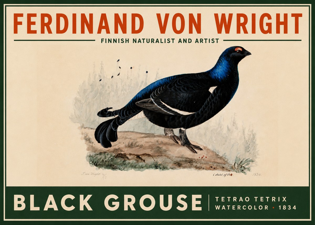 Ferdinand von Wright Black Grouse No2 - Affiche