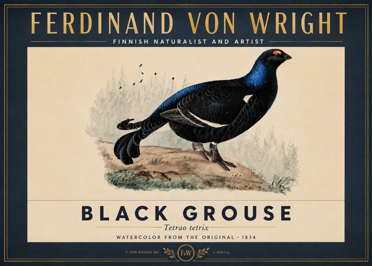 Ferdinand von Wright Black Grouse No3 - Affiche