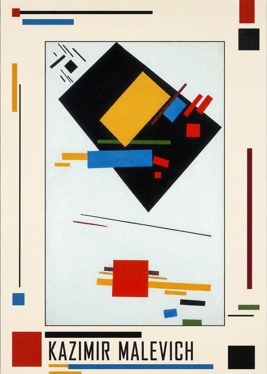 Kazimir Malevich Suprematist Composition with Yellow Rectangle No1 - Affiche