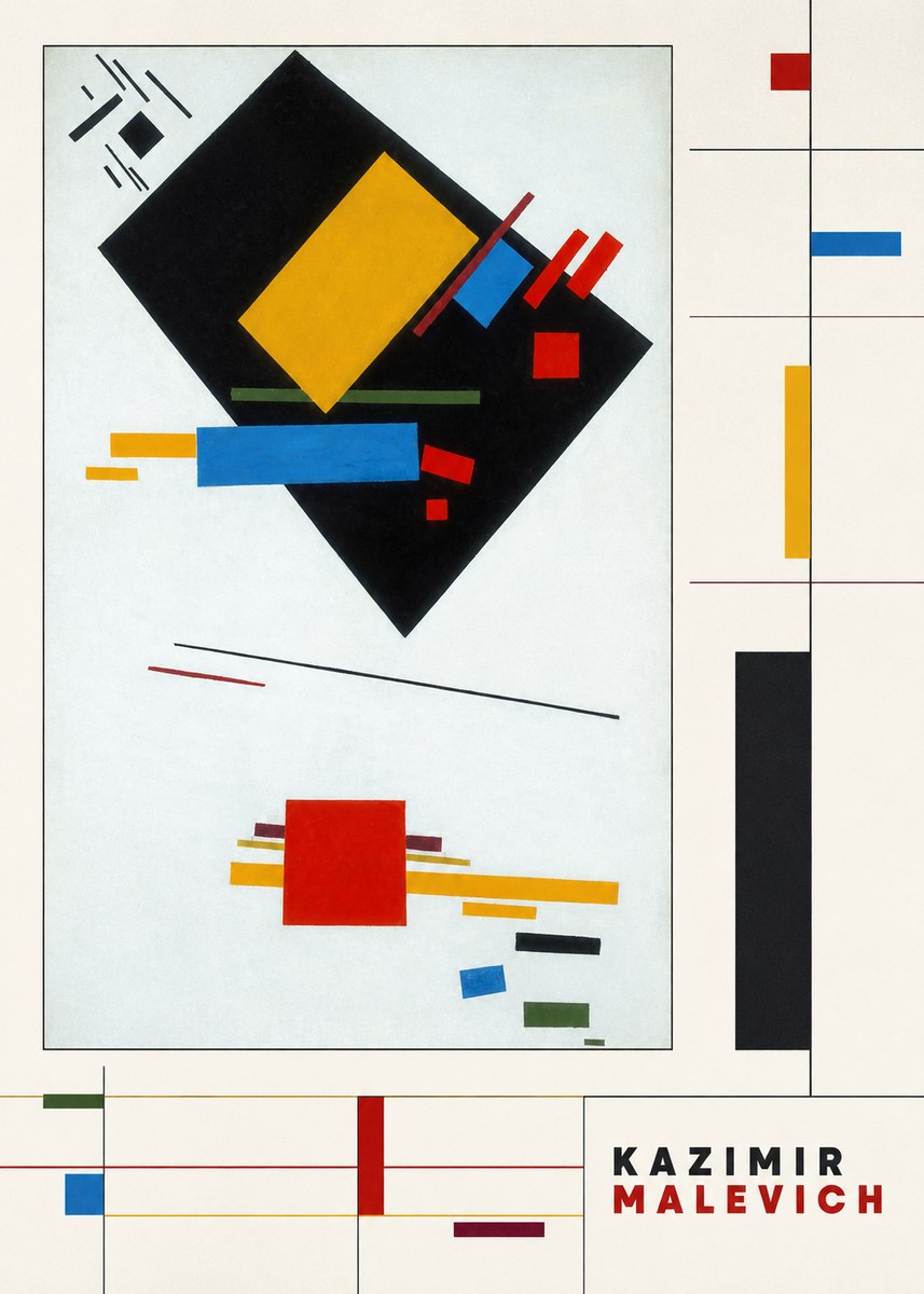 Kazimir Malevich Suprematist Composition with Yellow Rectangle No4 - Affiche