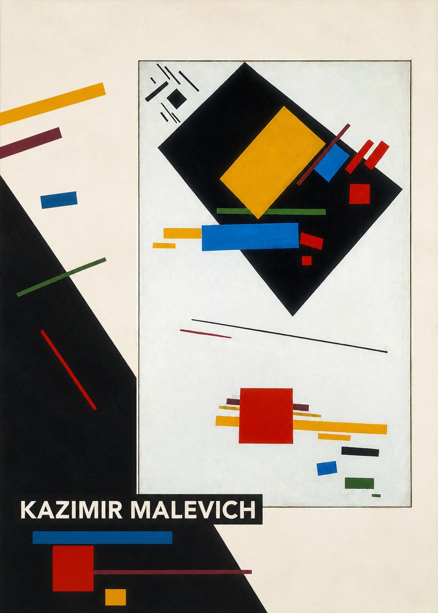 Kazimir Malevich Suprematist Composition with Yellow Rectangle No6 - Affiche