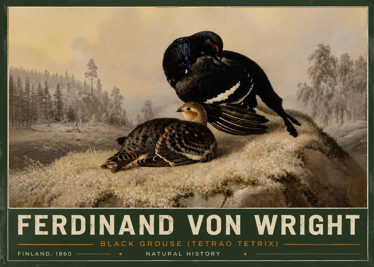 Ferdinand von Wright Black Grouse (Tetrao Tetrix) No5 - Affiche