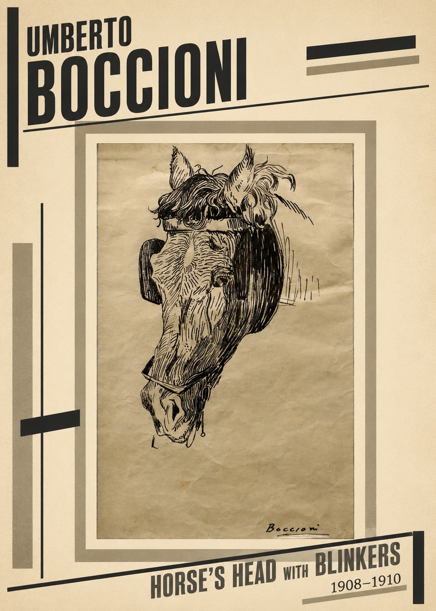 Umberto Boccioni Horse's Head with Blinkers No2 - Affiche