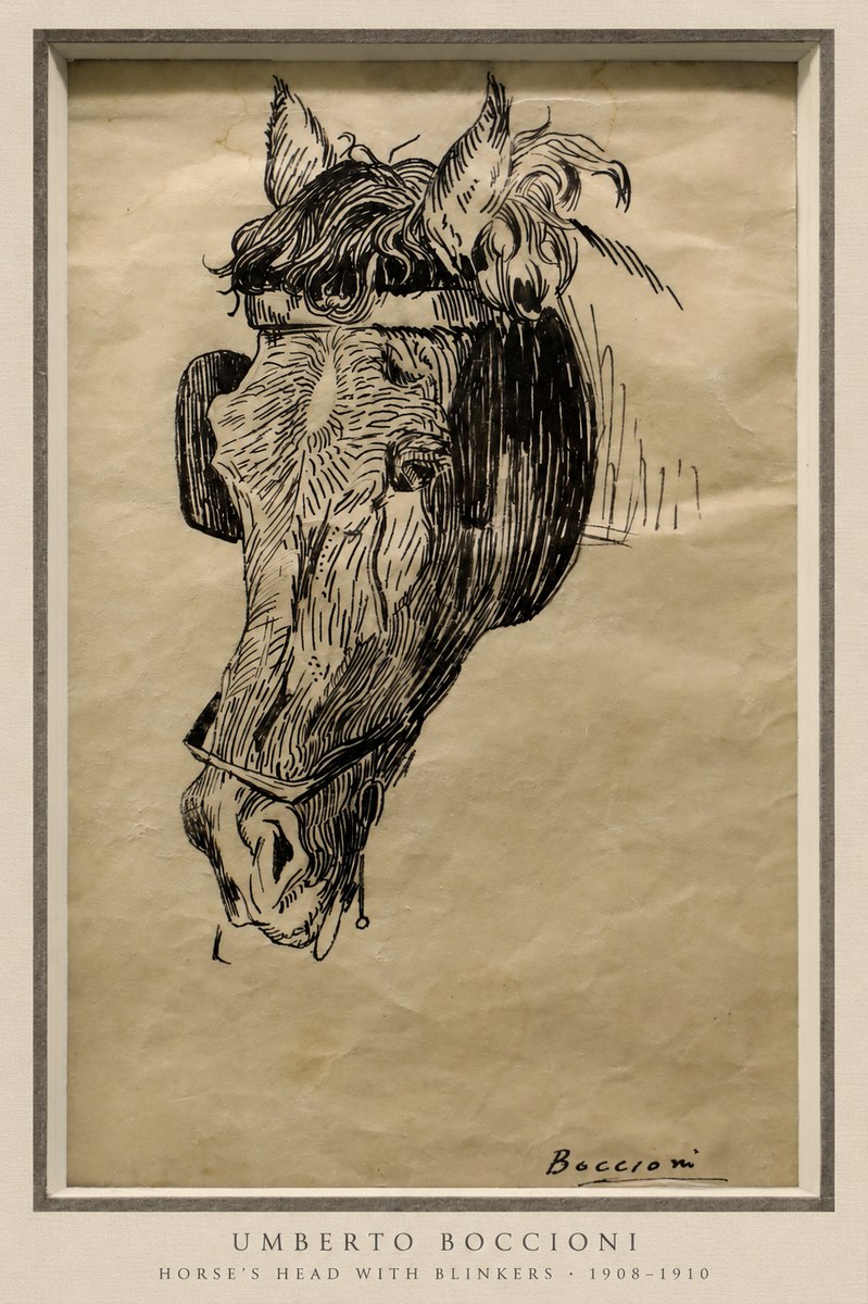 Umberto Boccioni Horse's Head with Blinkers No3 - Affiche