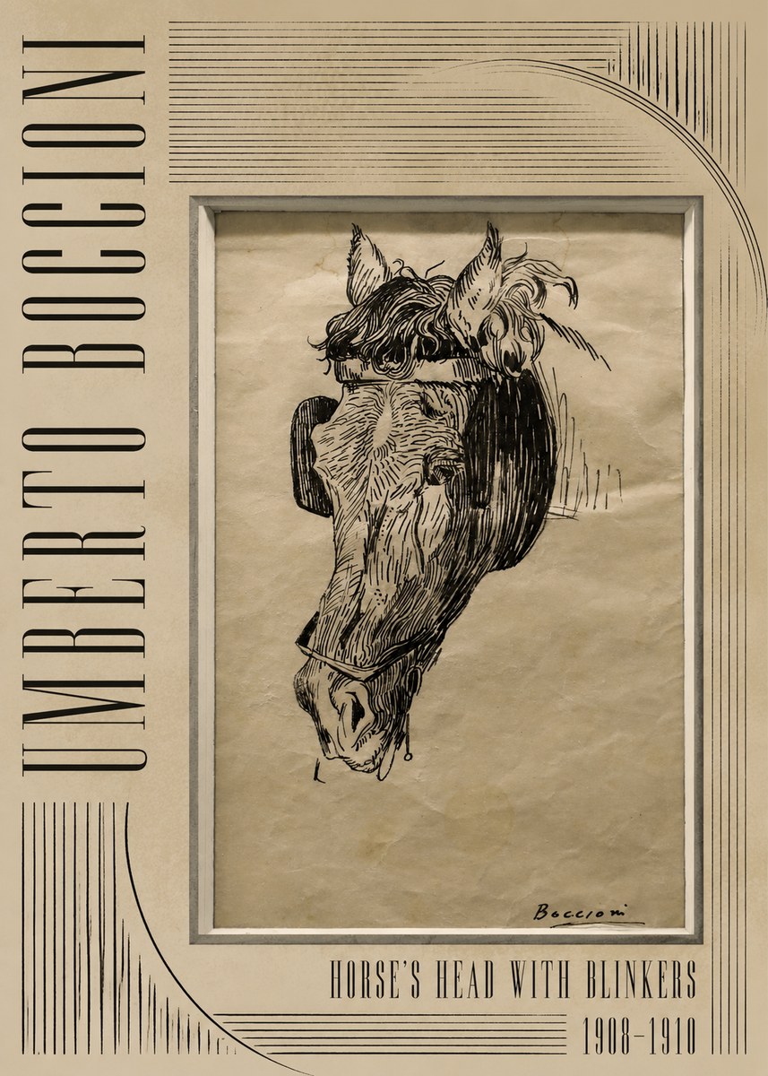 Umberto Boccioni Horse's Head with Blinkers No4 - Affiche