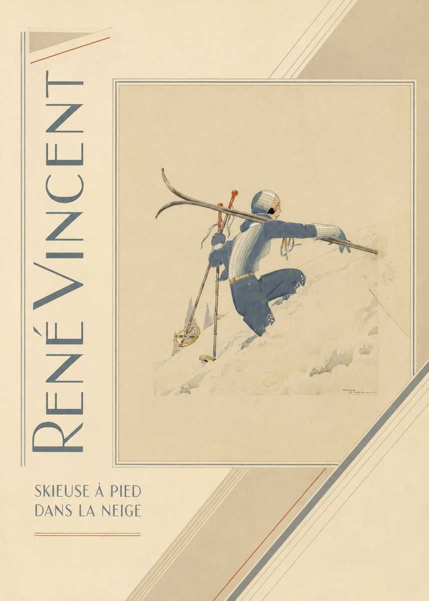 René Vincent Skieuse À Pied Dans La Neige No2 - Affiche