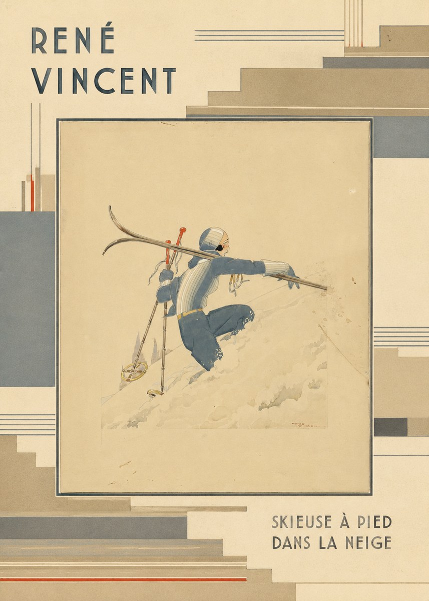 René Vincent Skieuse À Pied Dans La Neige No6 - Affiche