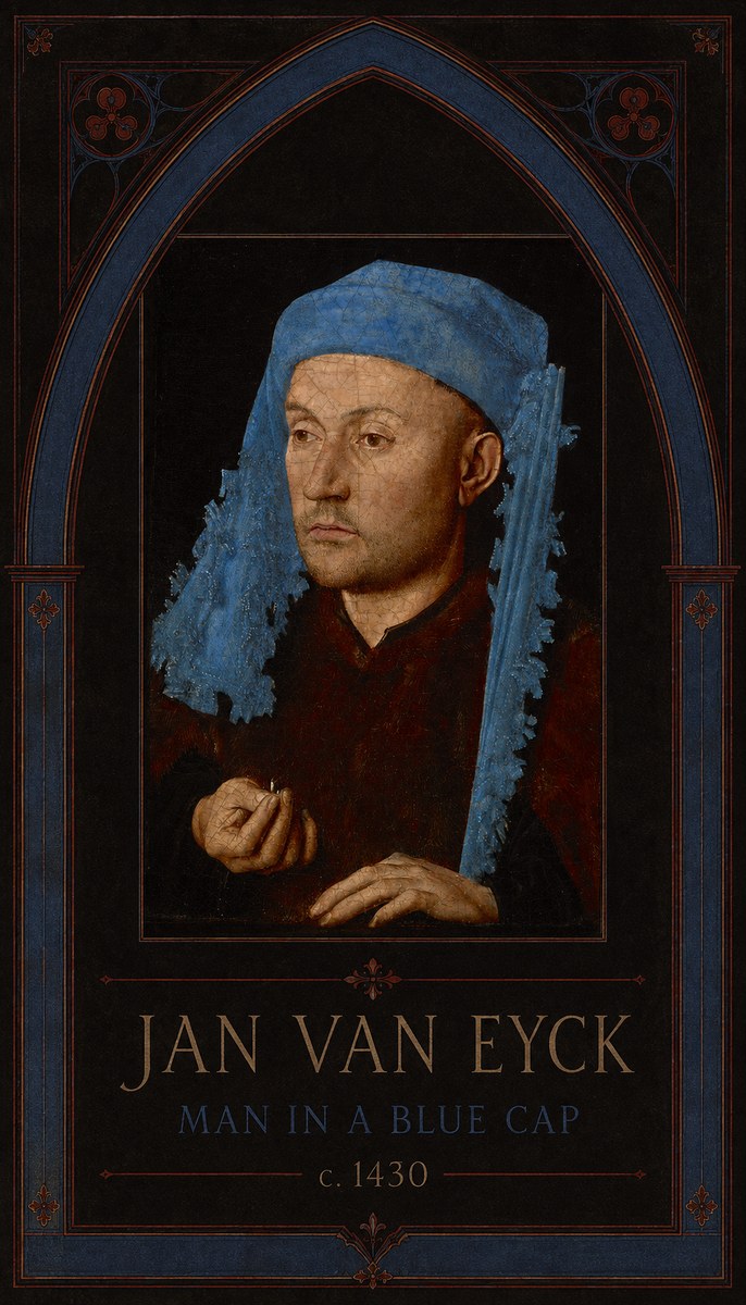 Jan van Eyck Man in a Blue Cap II No3 - Affiche