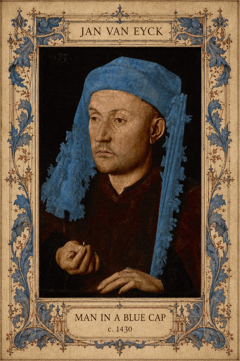 Jan van Eyck Man in a Blue Cap II No6 - Affiche