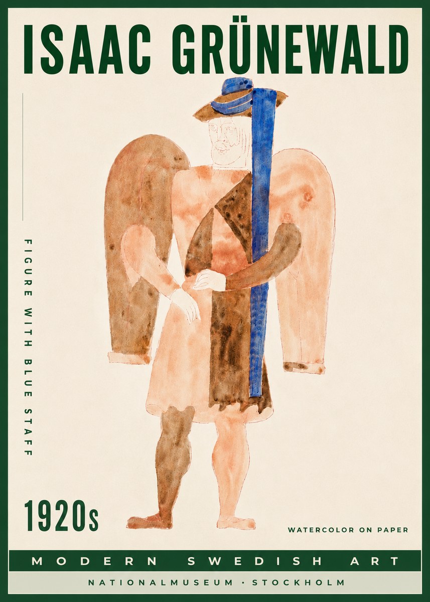 Isaac Grünewald Figure with Blue Staff No3 - Affiche