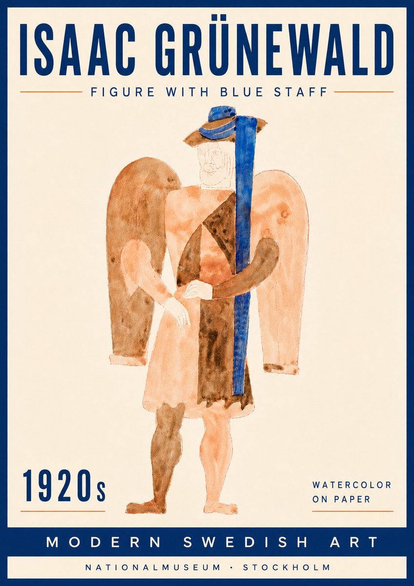 Isaac Grünewald Figure with Blue Staff No5 - Affiche