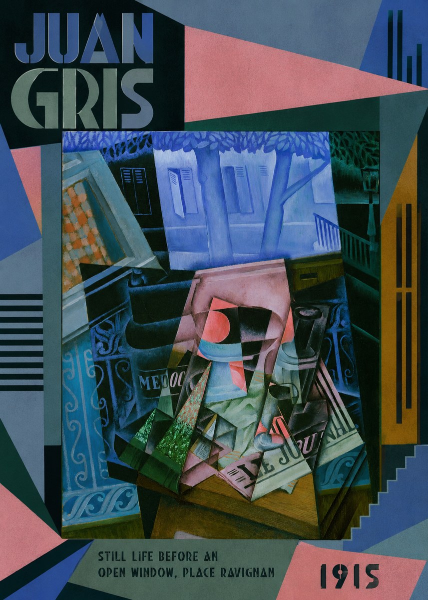 Juan Gris Still Life Before an Open Window, Place Ravignan No6 - Affiche