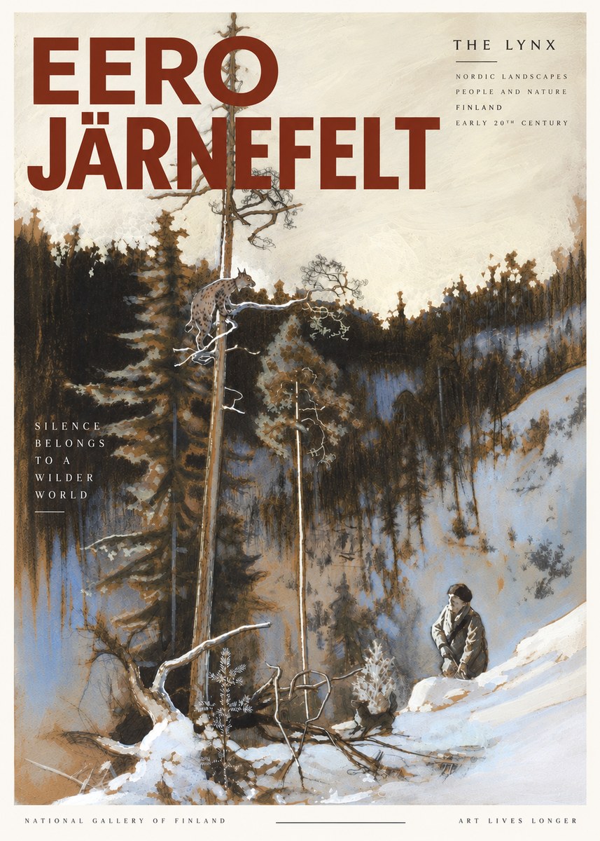 Eero Järnefelt A Lynx in a Tree No6 - Affiche
