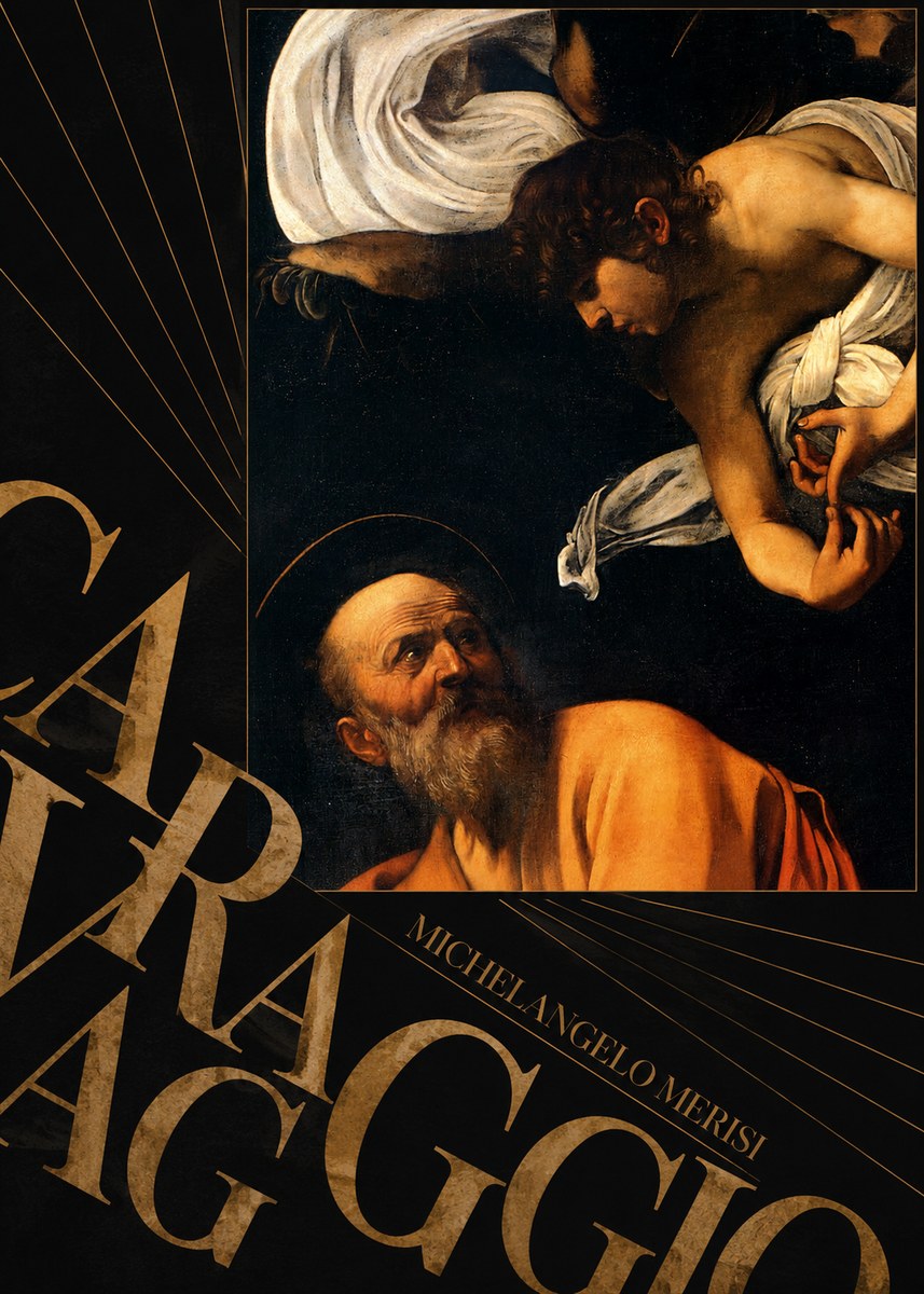 Michelangelo Merisi da Caravaggio The Inspiration of Saint Matthew I No5 - Affiche