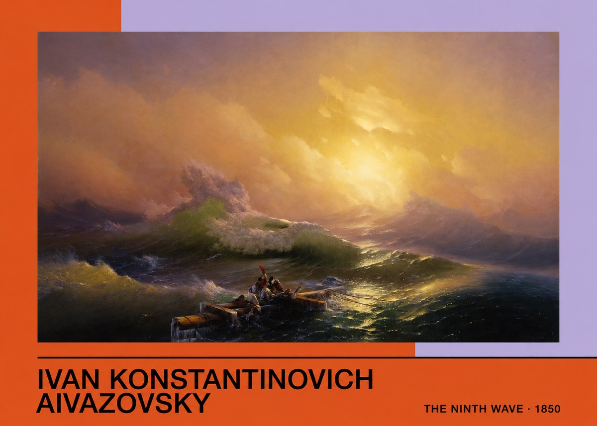 Ivan Konstantinovich Aivazovsky The Ninth Wave III No3 - Affiche