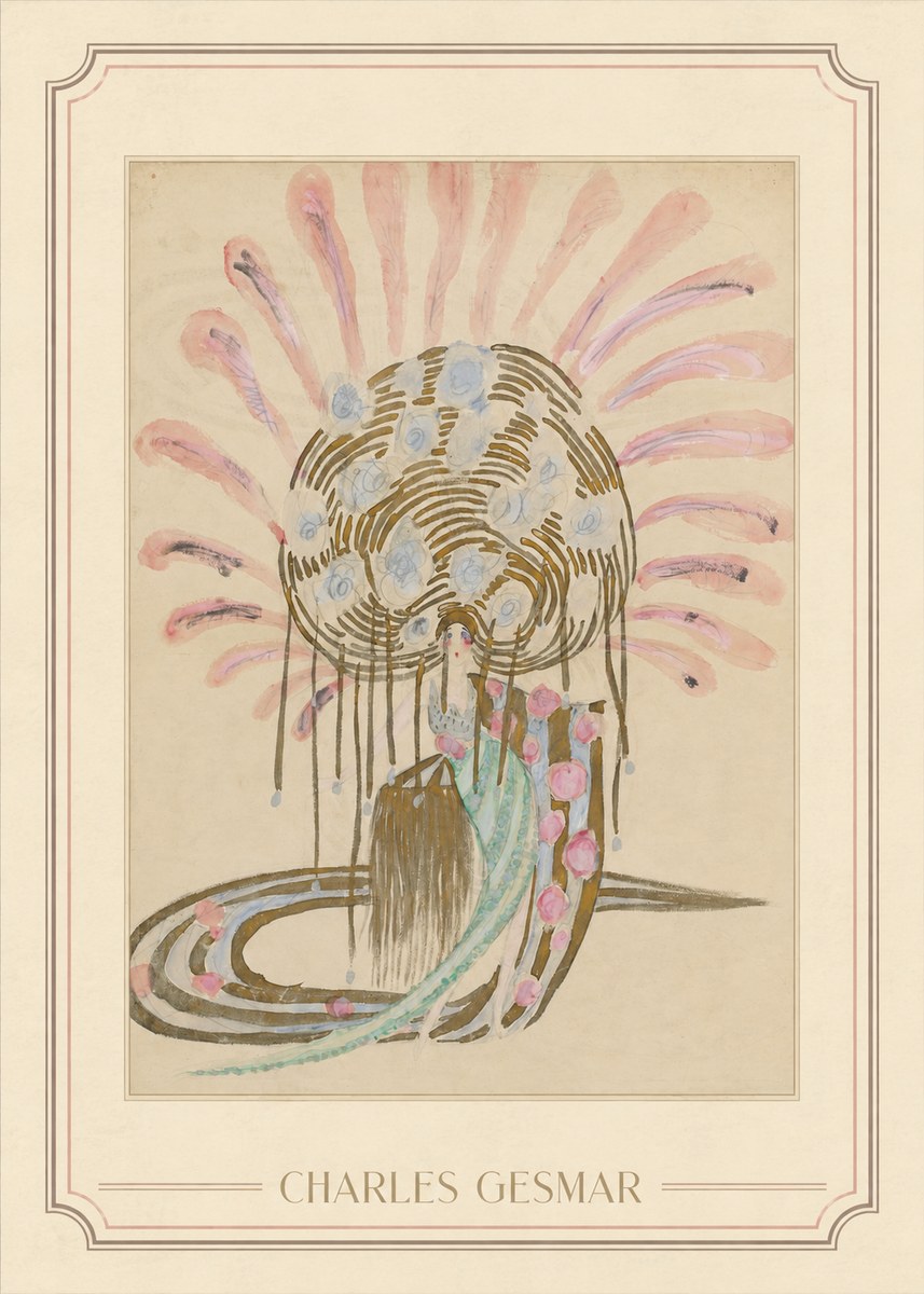 Charles Gesmar Woman with Headdress No1 - Affiche
