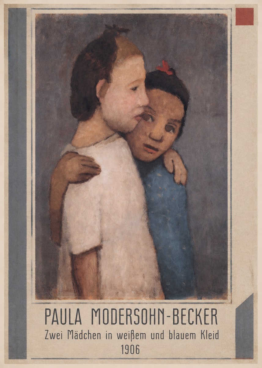 Paula Modersohn-Becker Zwei Mädchen in Weißem Und Blauem Kleid No1 - Affiche