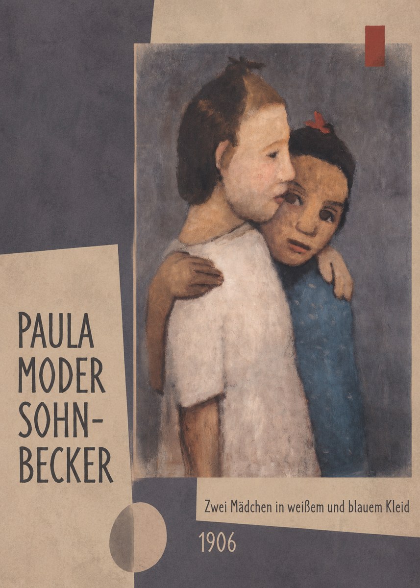 Paula Modersohn-Becker Zwei Mädchen in Weißem Und Blauem Kleid No2 - Affiche