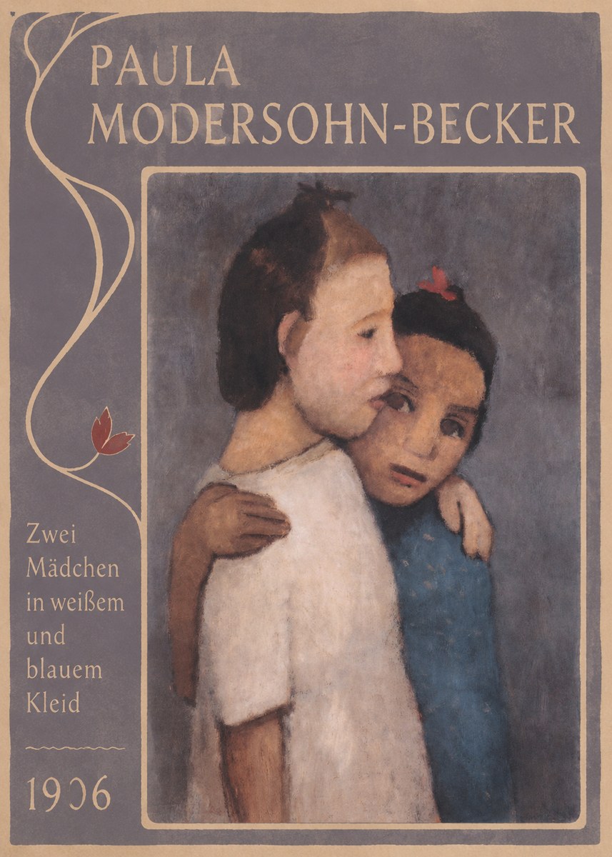 Paula Modersohn-Becker Zwei Mädchen in Weißem Und Blauem Kleid No3 - Affiche