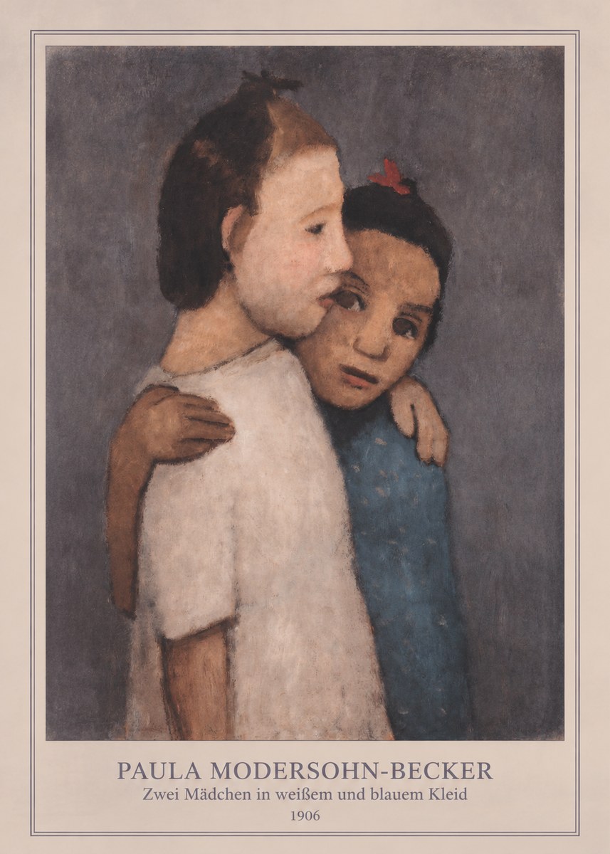Paula Modersohn-Becker Zwei Mädchen in Weißem Und Blauem Kleid No4 - Affiche