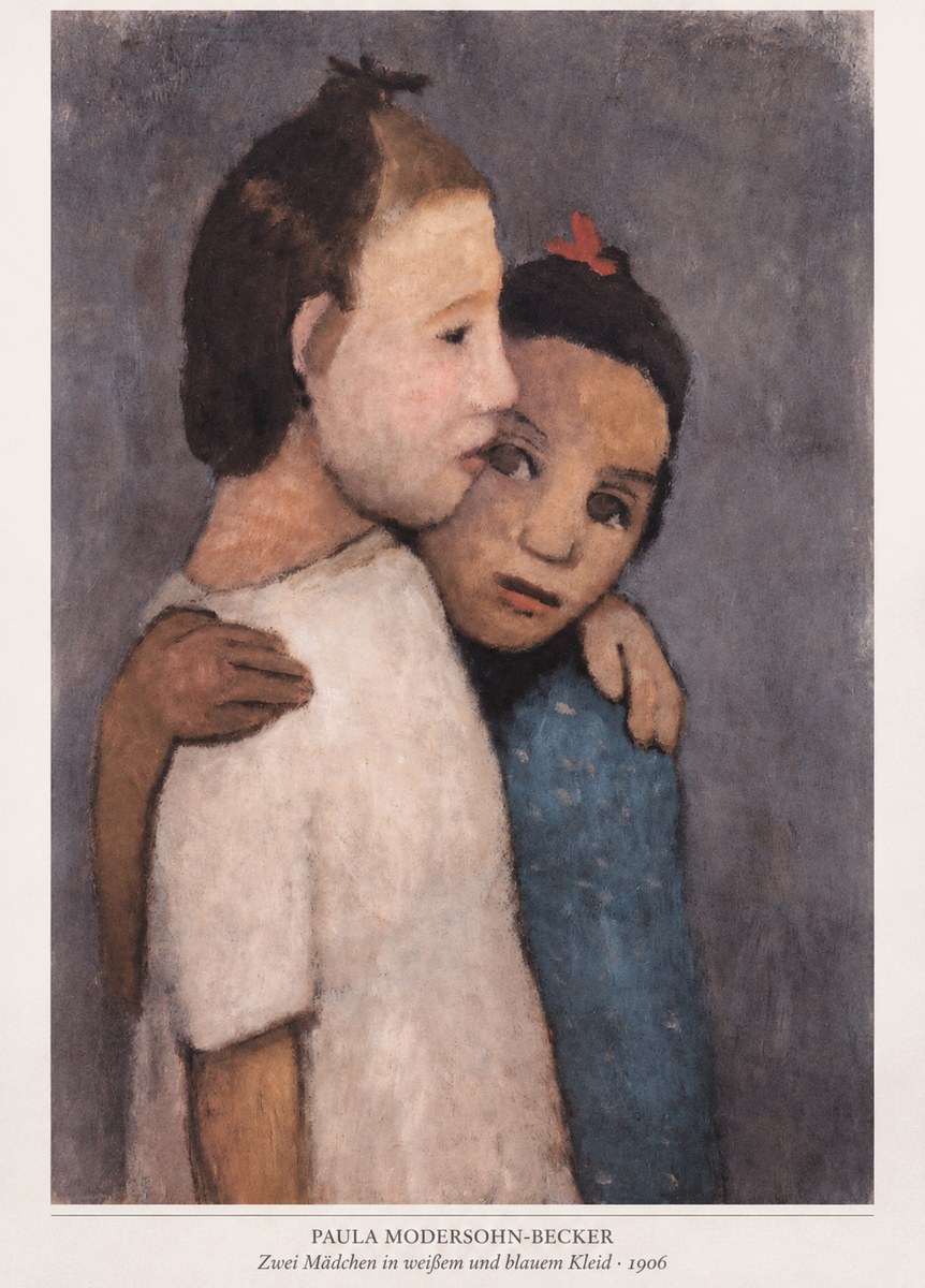 Paula Modersohn-Becker Zwei Mädchen in Weißem Und Blauem Kleid No6 - Affiche
