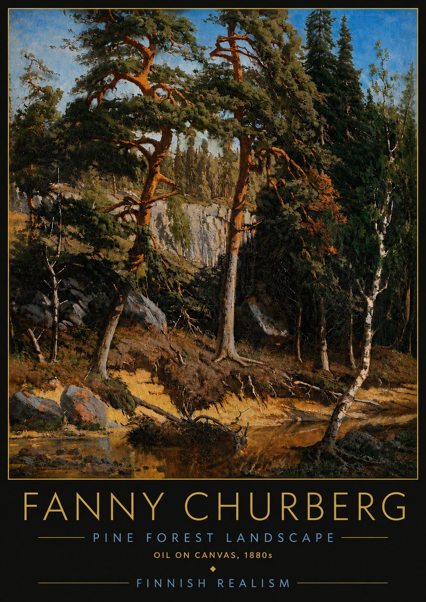 Fanny Churberg Pine Forest Landscape No6 - Affiche