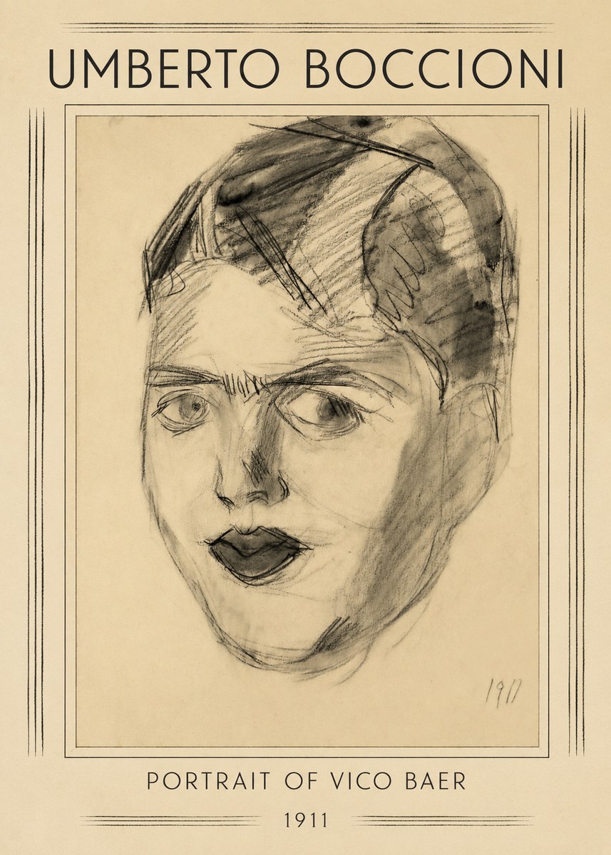 Umberto Boccioni Portrait of Vico Baer No1 - Affiche