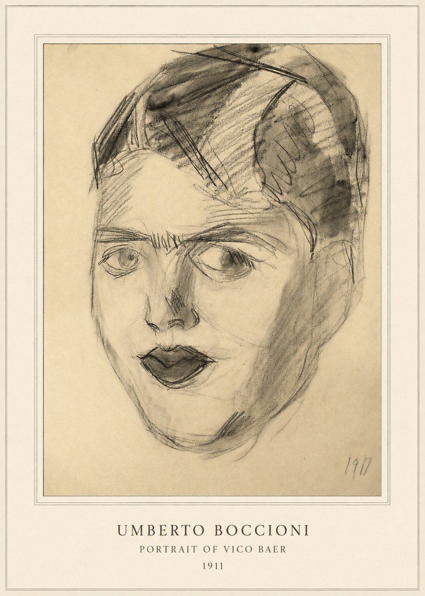 Umberto Boccioni Portrait of Vico Baer No4 - Affiche