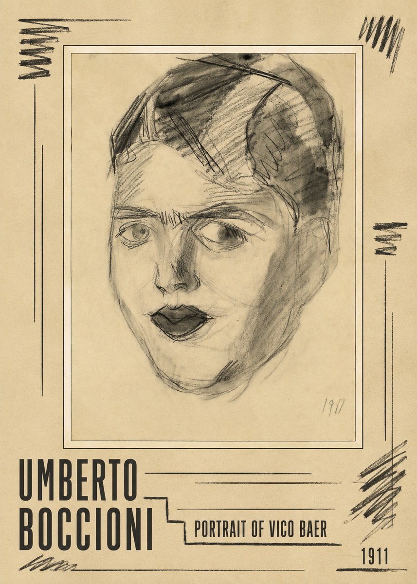Umberto Boccioni Portrait of Vico Baer No5 - Affiche