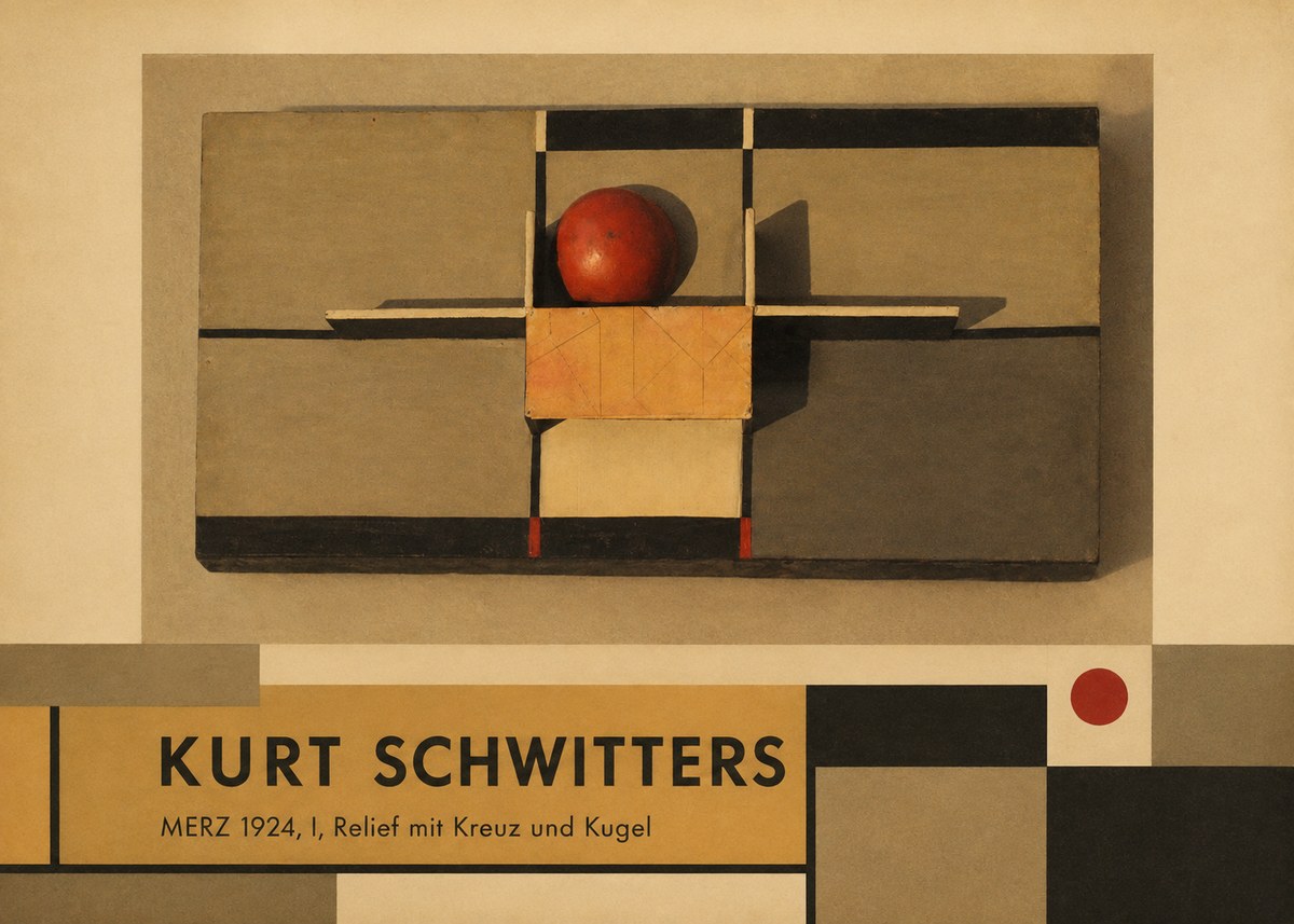 Kurt Schwitters Merz 1924, I, Relief Mit Kreuz Und Kugel No3 - Affiche