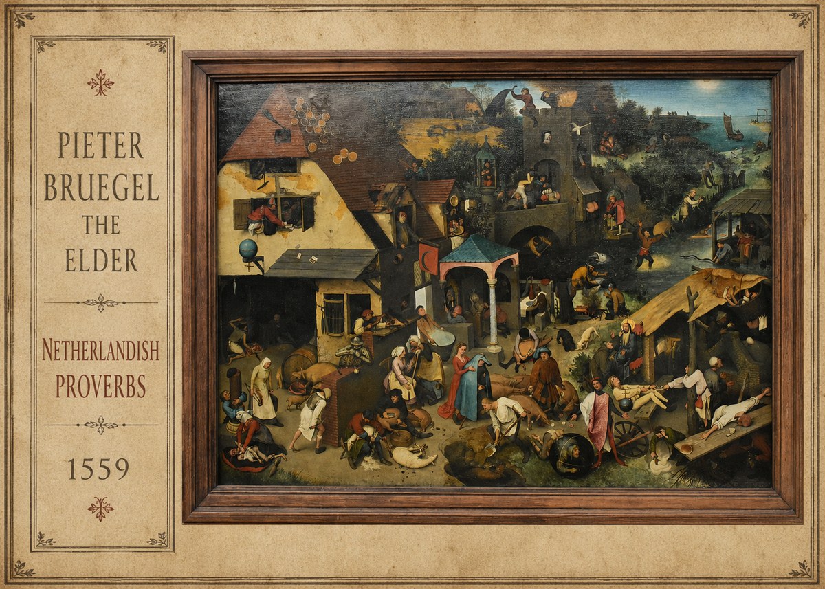 Pieter Bruegel Netherlandish Proverbs XI No2 - Affiche