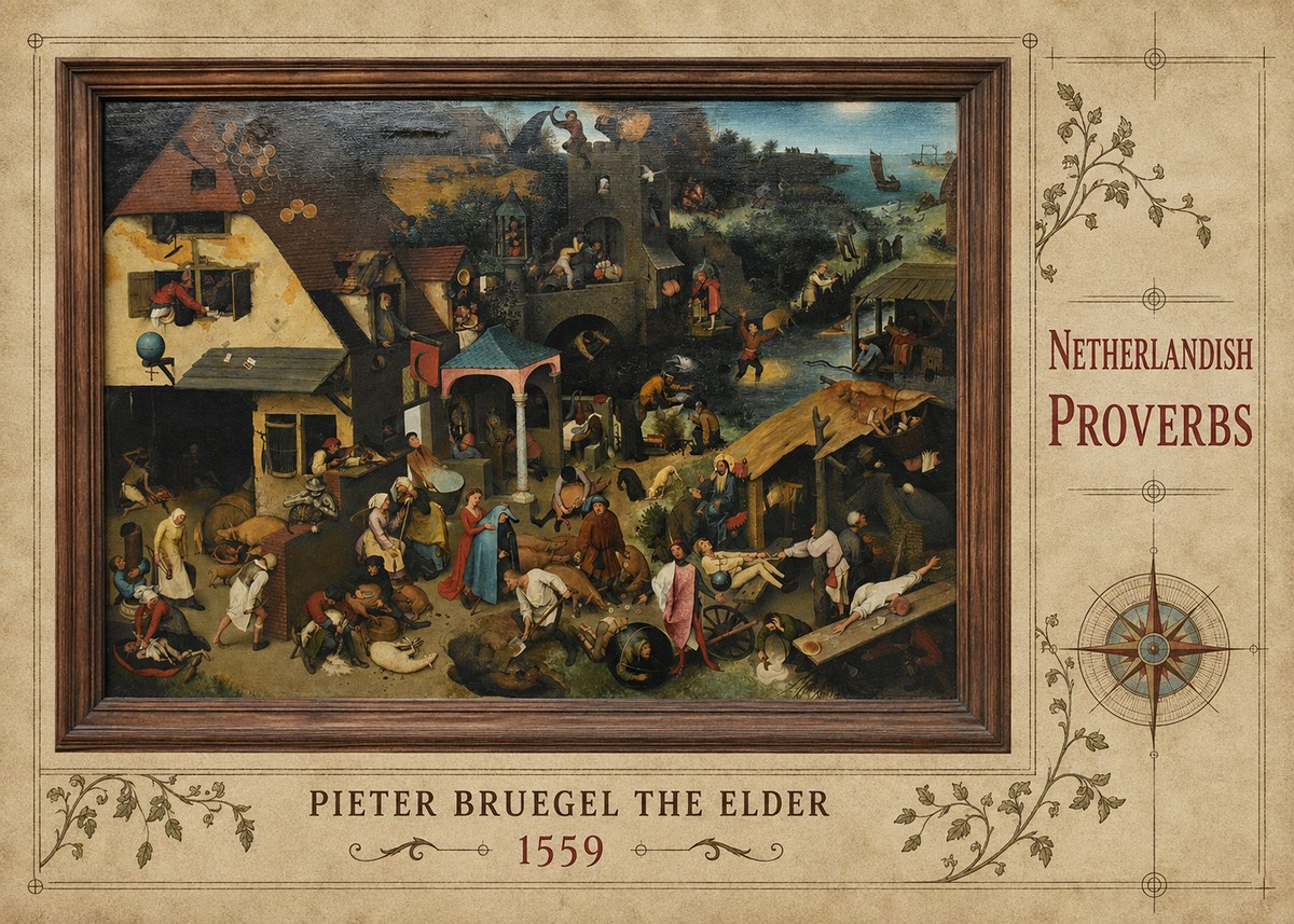Pieter Bruegel Netherlandish Proverbs XI No3 - Affiche