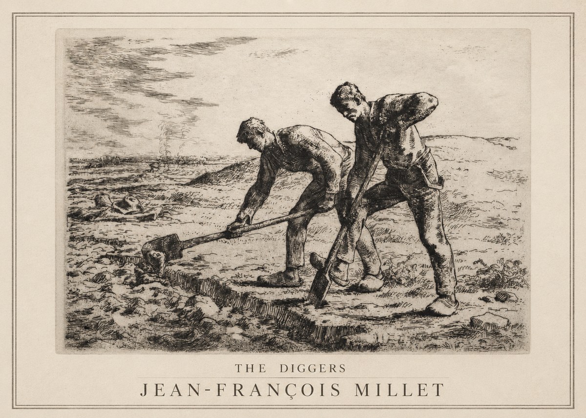 Jean-François Millet The Diggers No1 - Affiche