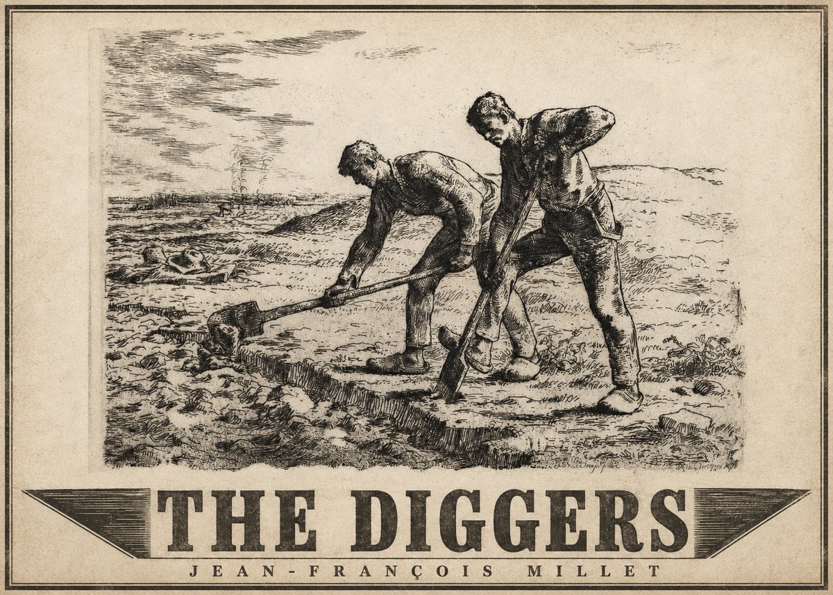 Jean-François Millet The Diggers No4 - Affiche