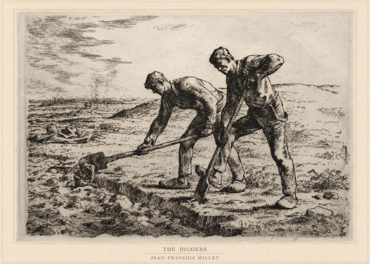 Jean-François Millet The Diggers No6 - Affiche