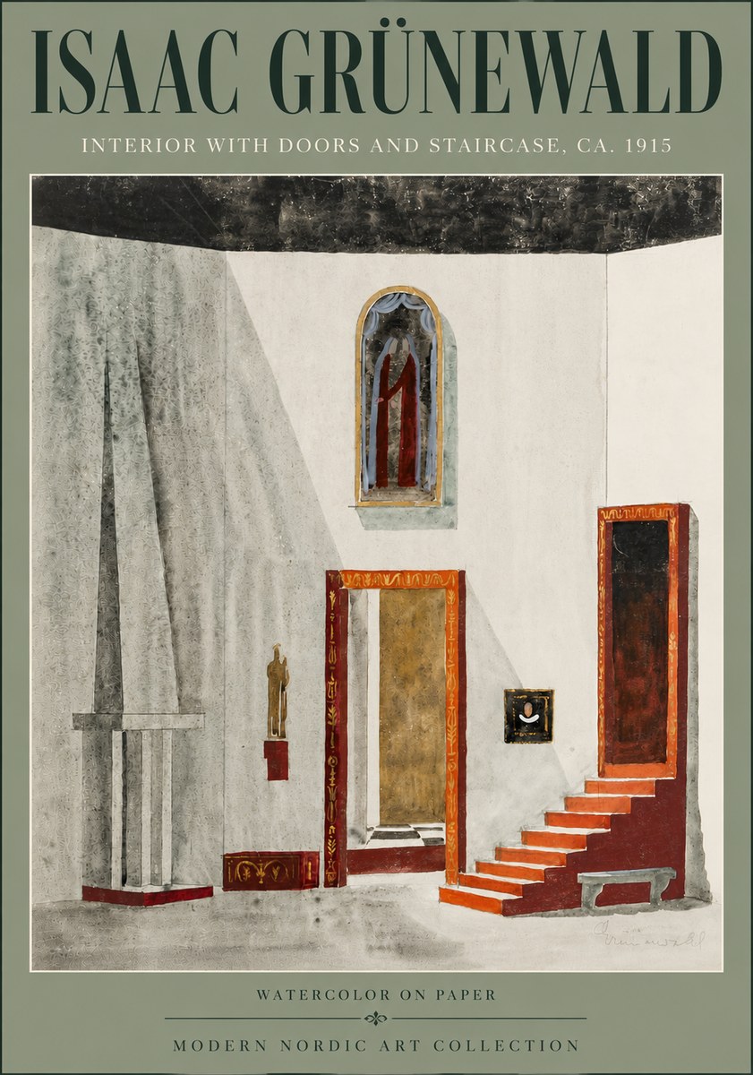 Isaac Grünewald Interior with Doors and Staircase, Ca. 1915 No6 - Affiche