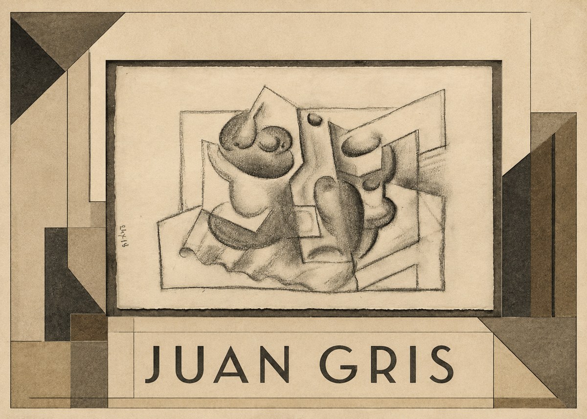 Juan Gris Nature Morte (Bouteille Et Fruit) No1 - Affiche