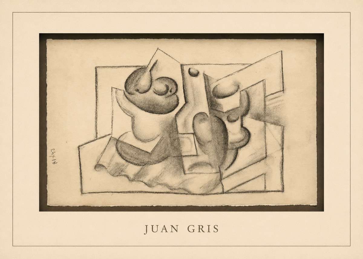 Juan Gris Nature Morte (Bouteille Et Fruit) No3 - Affiche