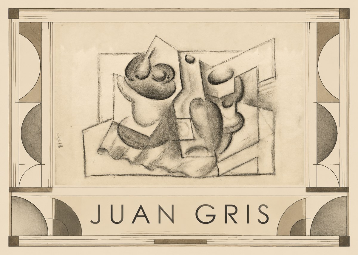Juan Gris Nature Morte (Bouteille Et Fruit) No6 - Affiche